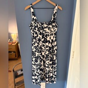 LOFT Navy and White Floral Midi Dress